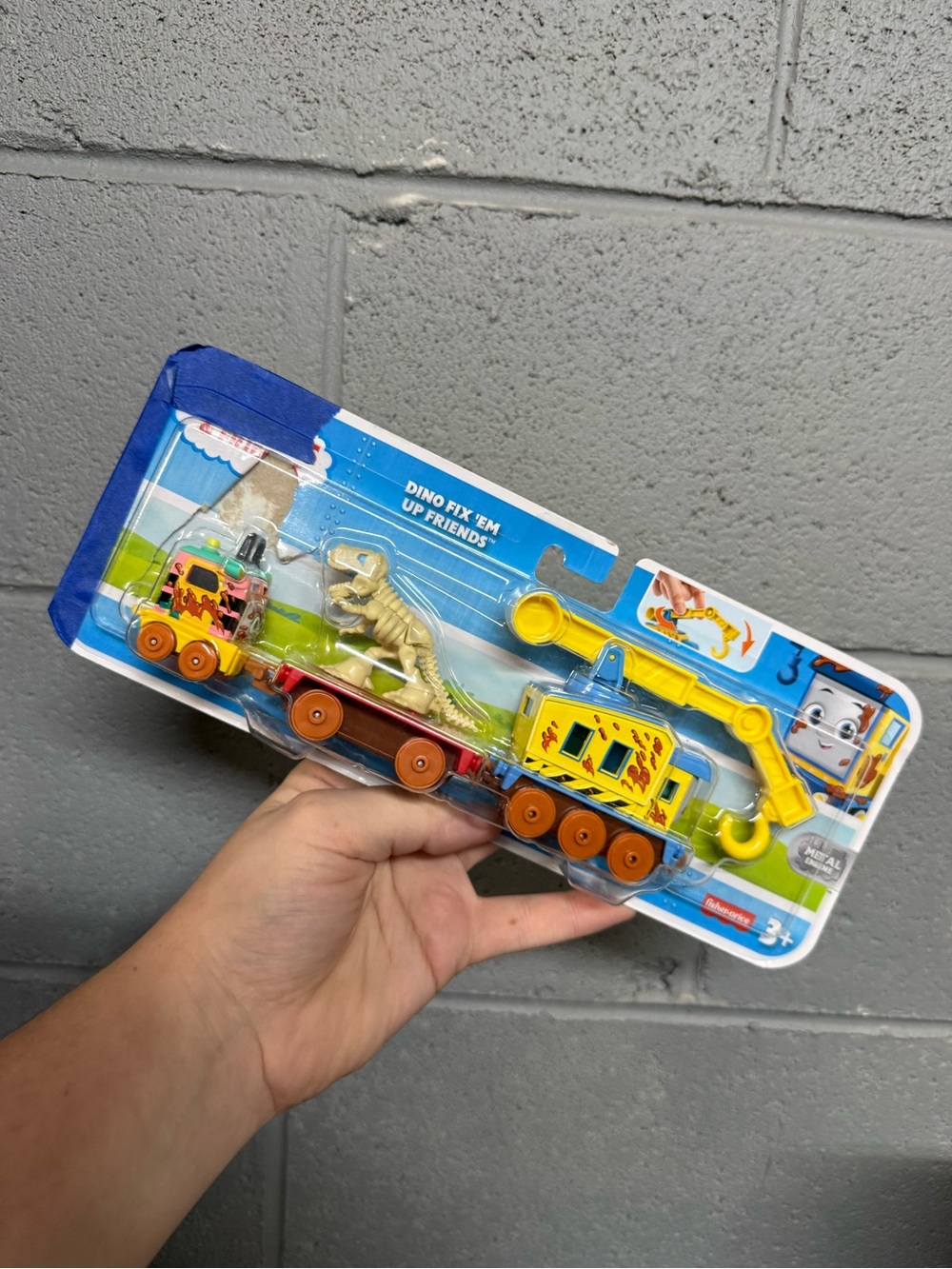 Thomas & Friends Yellow Dino Rescue Crane Train with Orange Wheels